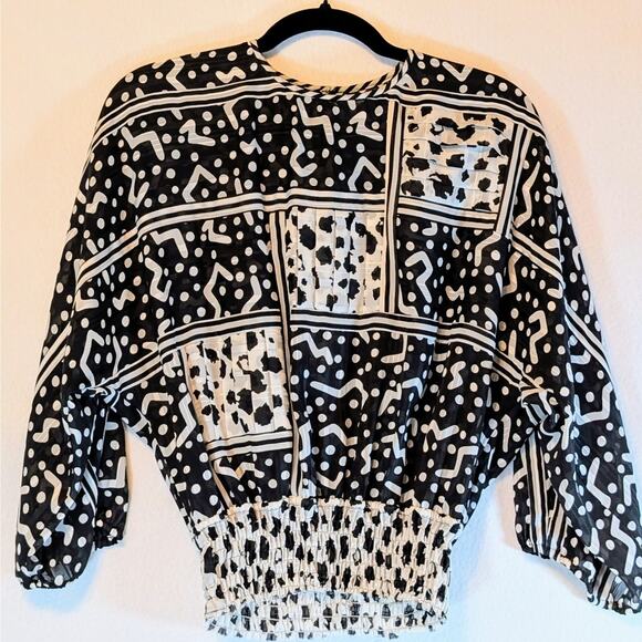 Diane Frea Medium Black White Blouse - Picture 1 of 8